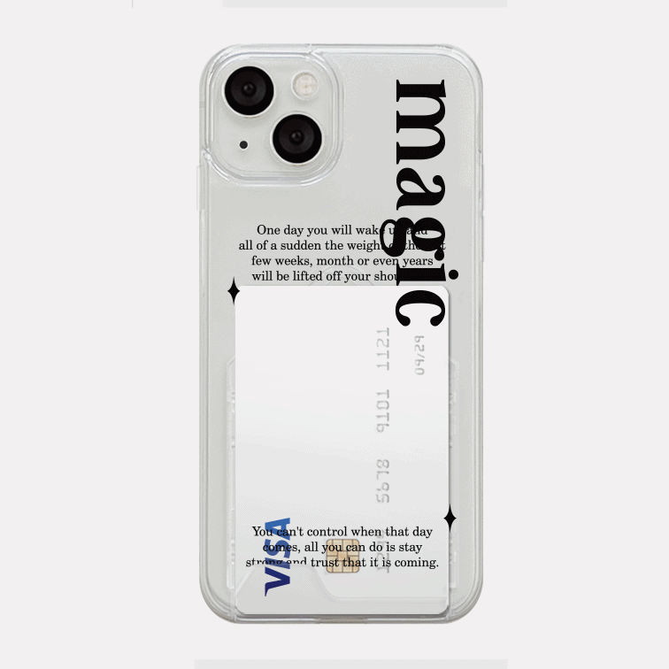 magic 레터링 디자인 [투명 카드수납 폰케이스]아이폰14 13 12 미니 mini 엑스 프로 pro max 맥스 갤럭시 Z플립 스마트 변색없는 젤리 감성