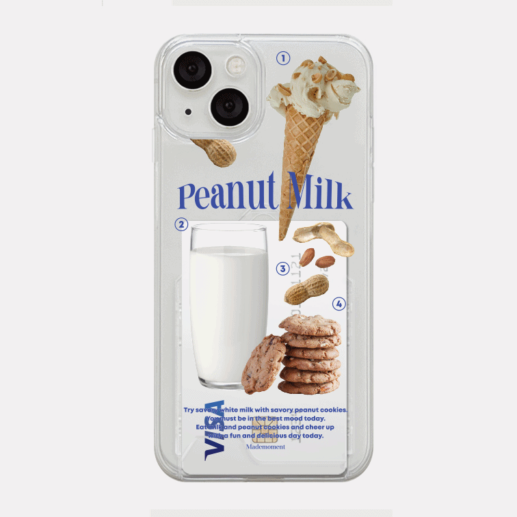 피넛밀크 디자인 [투명 카드수납 폰케이스]아이폰14 13 12 미니 mini 엑스 프로 pro max 맥스 갤럭시 Z플립 스마트 변색없는 젤리 감성