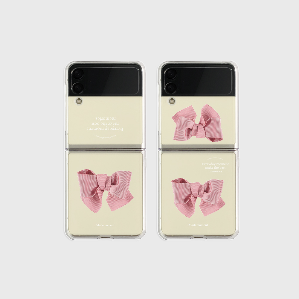 로맨틱 핑크리본 디자인 [제트플립 클리어하드 폰케이스]아이폰14 13 12 미니 mini 엑스 프로 pro max 맥스 갤럭시 Z플립 스마트 변색없는 젤리 감성