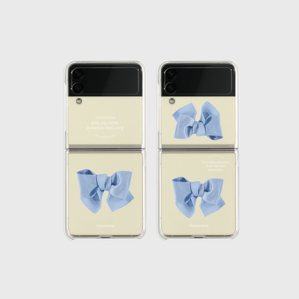 로맨틱 블루리본 디자인 [제트플립 클리어하드 폰케이스]아이폰14 13 12 미니 mini 엑스 프로 pro max 맥스 갤럭시 Z플립 스마트 변색없는 젤리 감성
