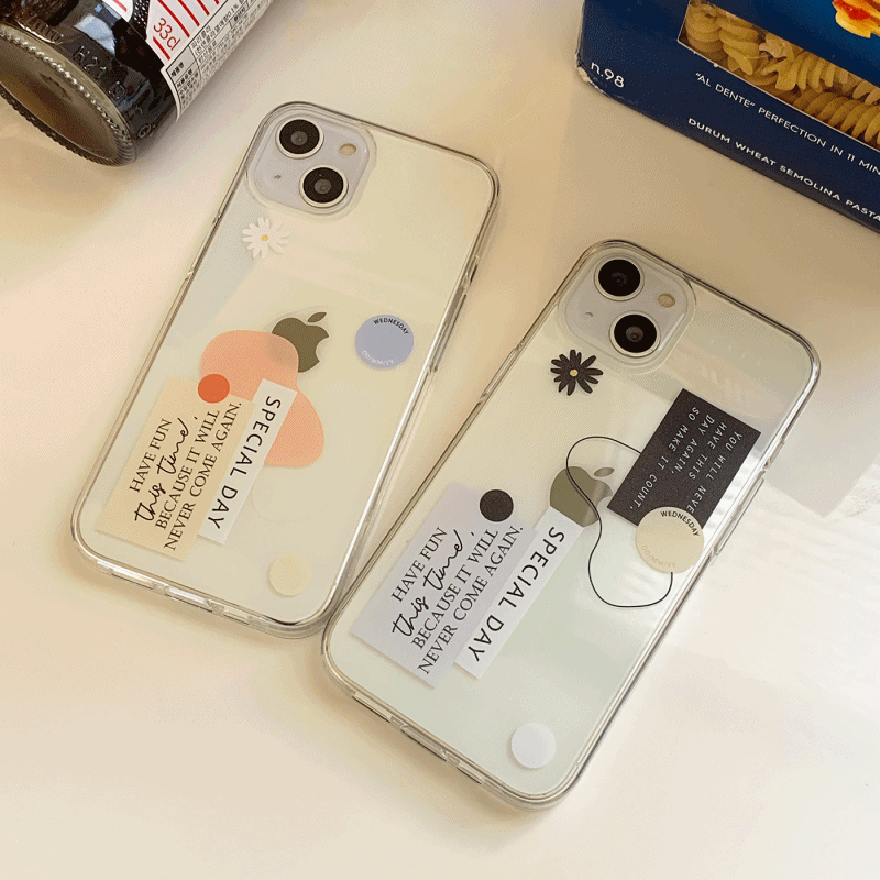 [주문폭주]special day sticker 디자인 [클리어 폰케이스]아이폰14 13 12 미니 mini 엑스 프로 pro max 맥스 갤럭시 Z플립 스마트 변색없는 젤리 감성