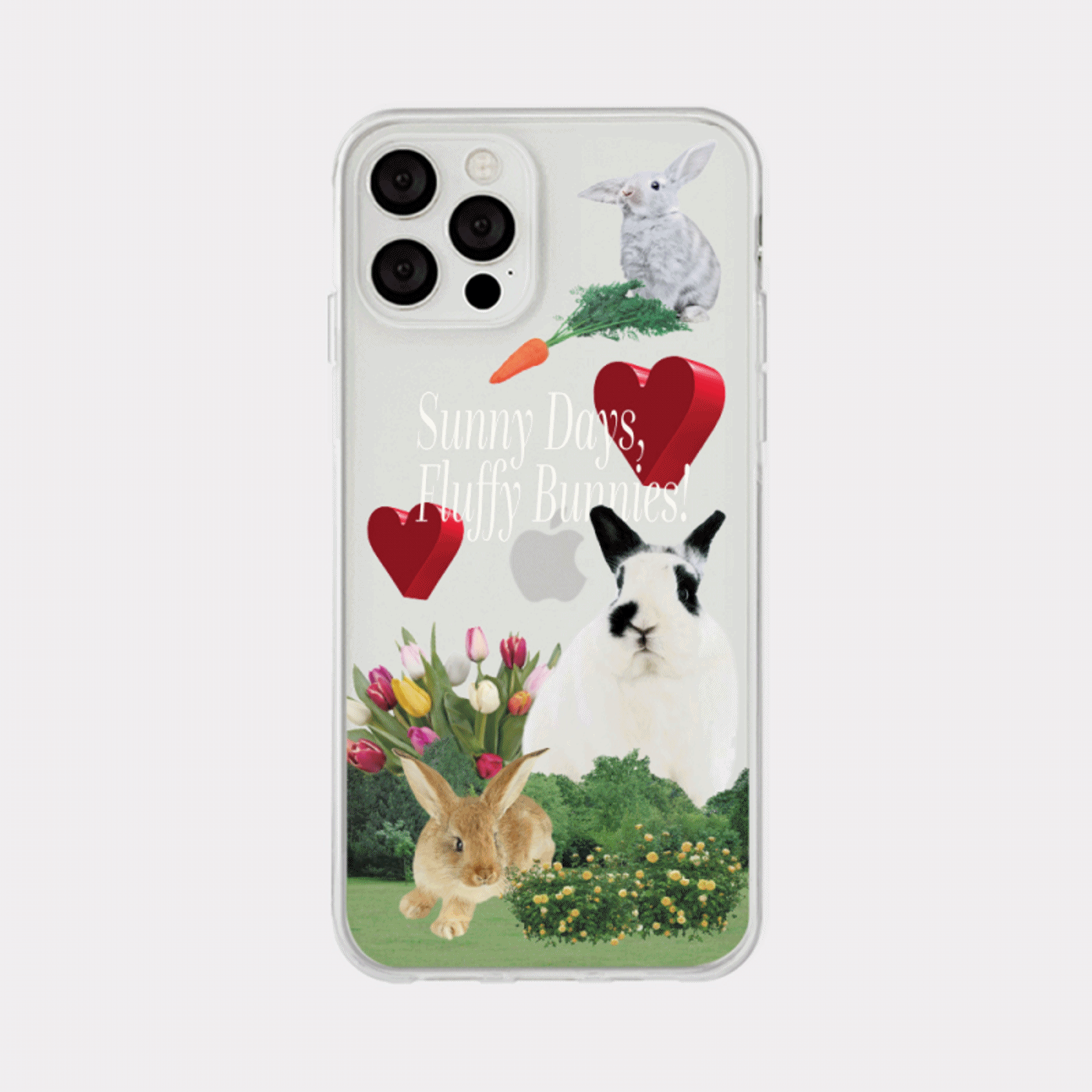 fluffy bunnies 디자인 [클리어 폰케이스]아이폰14 13 12 미니 mini 엑스 프로 pro max 맥스 갤럭시 Z플립 스마트 변색없는 젤리 감성