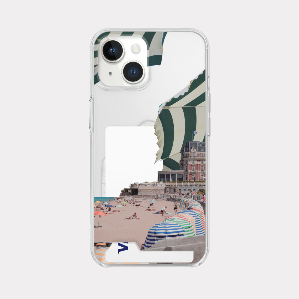 color beach 디자인 [투명 카드수납 폰케이스]아이폰14 13 12 미니 mini 엑스 프로 pro max 맥스 갤럭시 Z플립 스마트 변색없는 젤리 감성