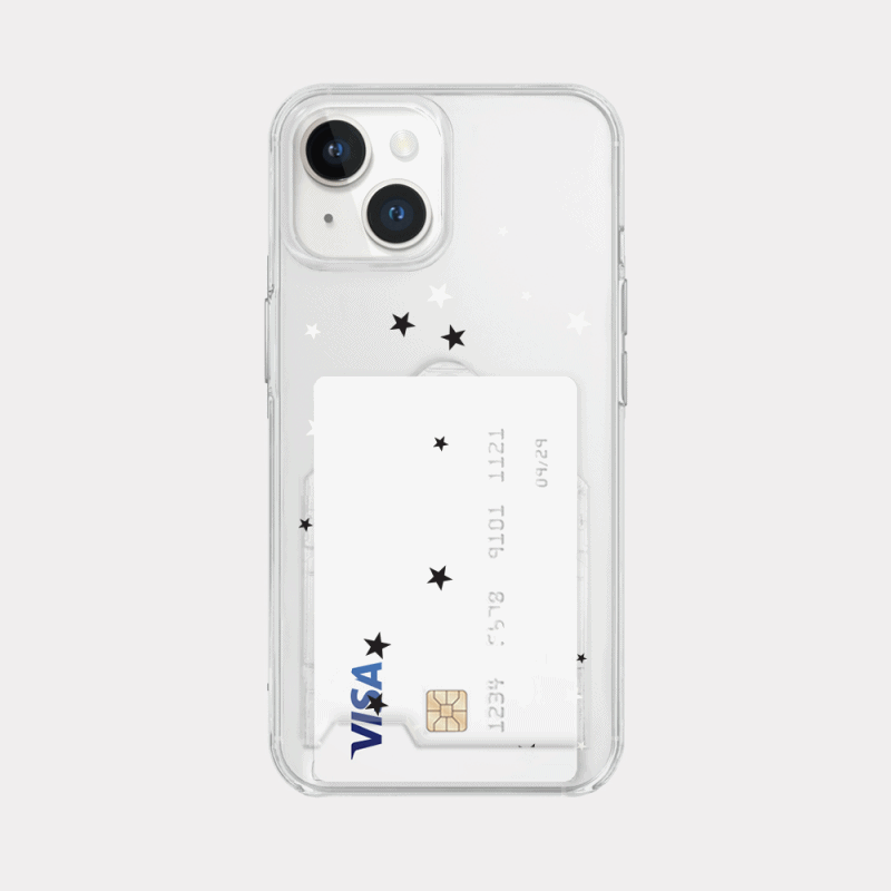 twinkle star 패턴 디자인 [투명 카드수납 폰케이스]아이폰14 13 12 미니 mini 엑스 프로 pro max 맥스 갤럭시 Z플립 스마트 변색없는 젤리 감성