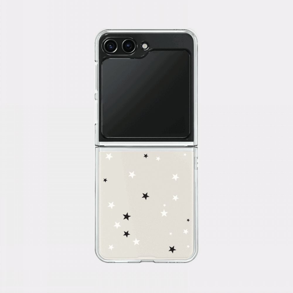 twinkle star 패턴 디자인 [제트플립 클리어하드 폰케이스]아이폰14 13 12 미니 mini 엑스 프로 pro max 맥스 갤럭시 Z플립 스마트 변색없는 젤리 감성