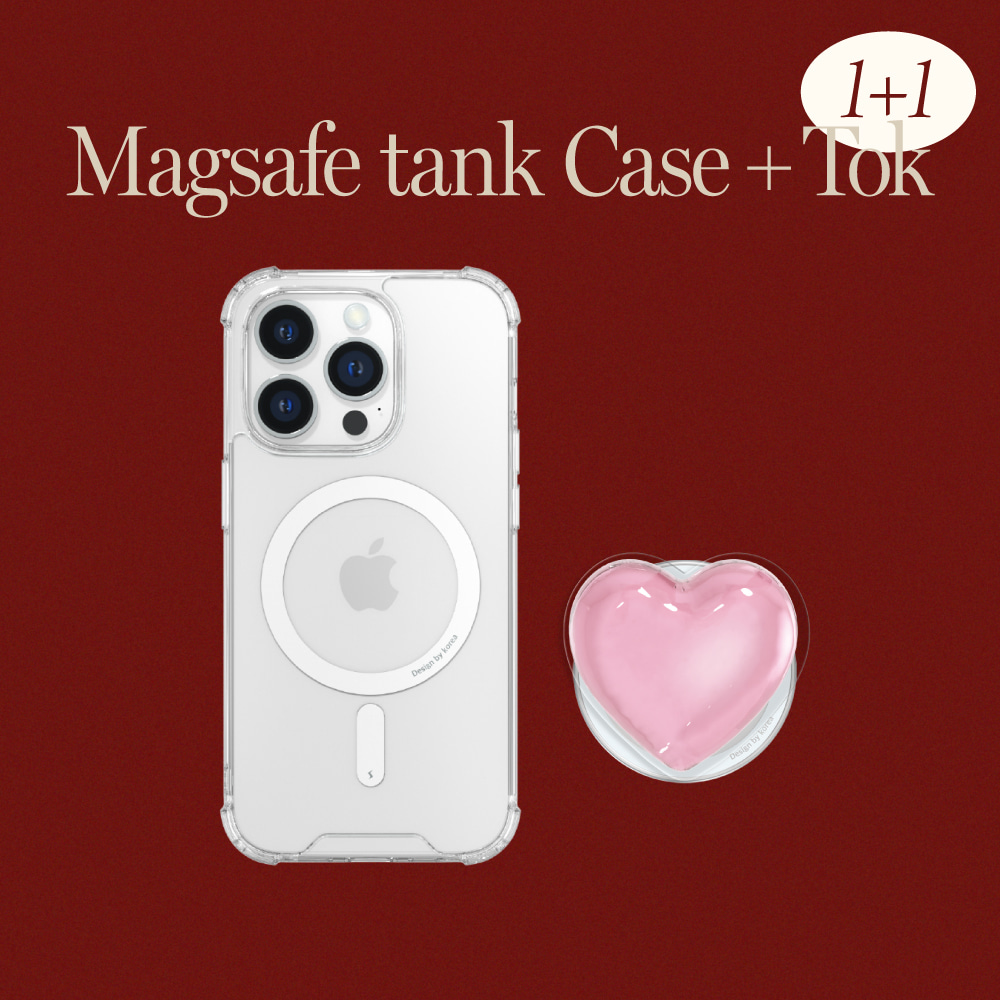 [1+1] Basic 맥세이프 탱크 폰케이스+pure love 맥세이프 아크릴스마트톡(pink)